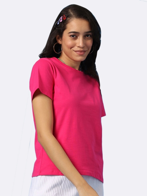 

Bewakoof Women Pink Printed Pure Cotton T-shirt