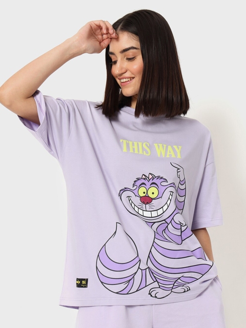 

Bewakoof Women Purple Typography Printed Applique T-shirt