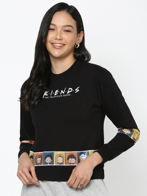 

Bewakoof Woman Black Printed Crop Sweatshirt
