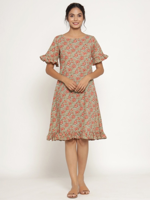 

JISORA Grey Printed Nightdress