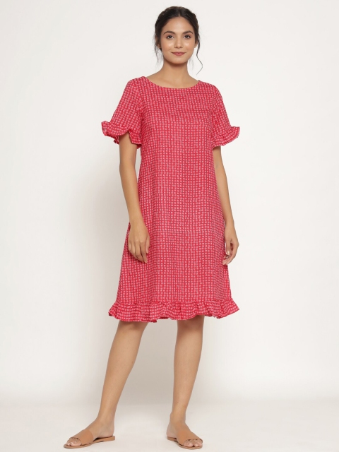 

JISORA Pink Printed Nightdress