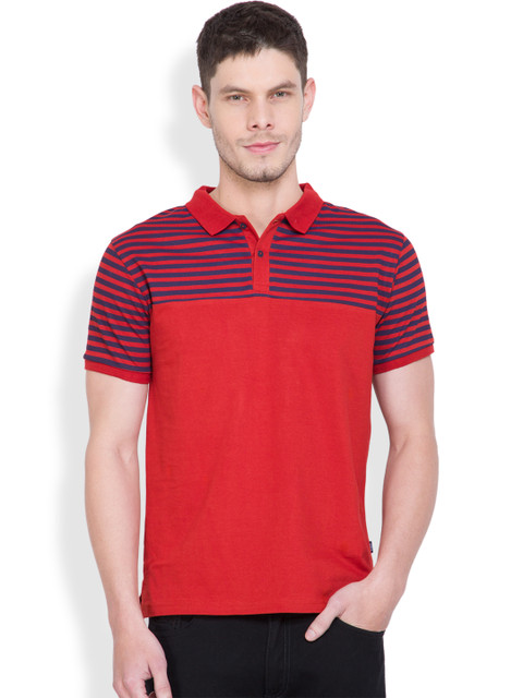 

HIGHLANDER Men Red Solid Polo Collar T-Shirt
