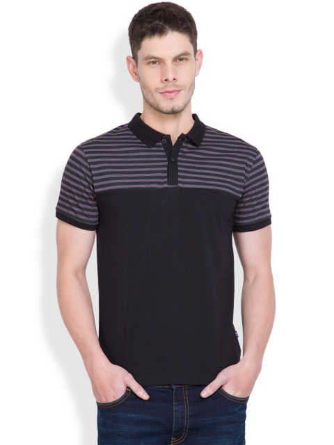 

HIGHLANDER Men Black Solid Polo Collar T-Shirt