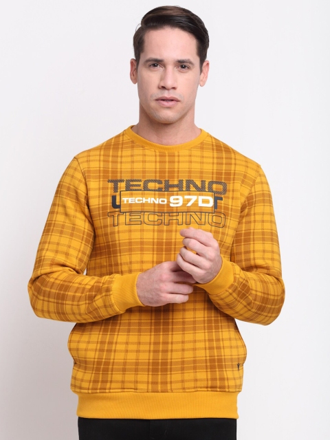 

VENITIAN Men Yellow Checked Sweatshirt
