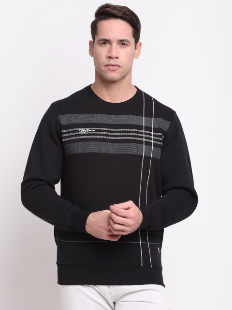 

VENITIAN Men Black Striped Sweatshirt