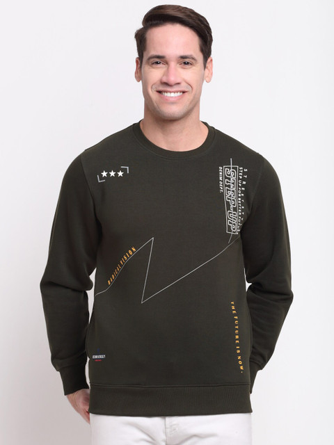 

VENITIAN Men Olive Green Printed Sweatshirt
