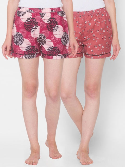 

FashionRack Women Set of 2 Printed Lounge Shorts, Maroon
