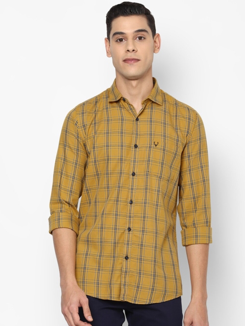

Allen Solly Men Khaki Slim Fit Checked Pure Cotton Casual Shirt