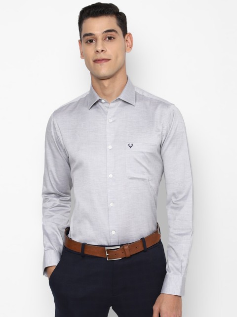 

Allen Solly Men Grey Slim Fit Opaque Pure Cotton Formal Shirt