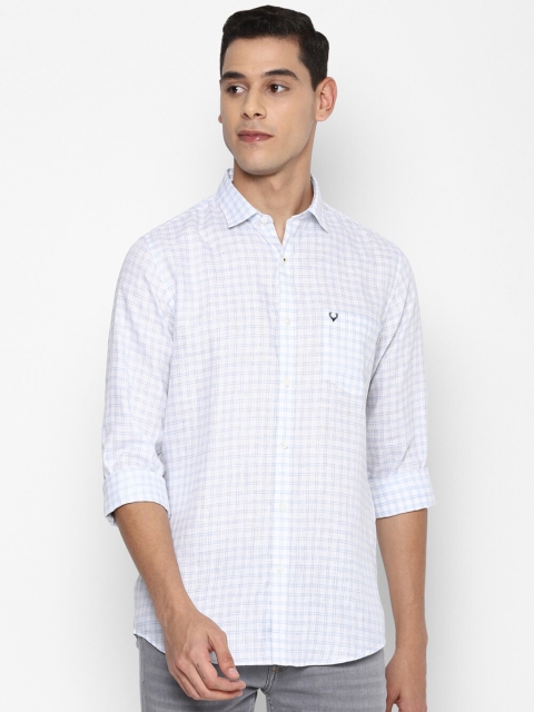 

Allen Solly Men Blue Slim Fit Grid Tattersall Checks Checked Casual Shirt