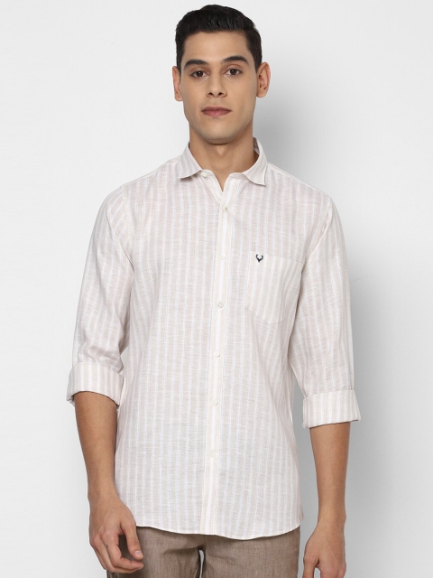 

Allen Solly Men Beige Slim Fit Striped Casual Shirt