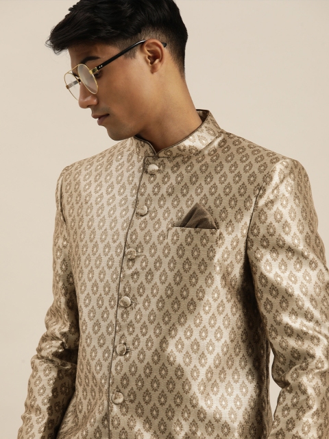 

VASTRAMAY Men Bronze-Toned Silk Blend Jodhpuri Blazers