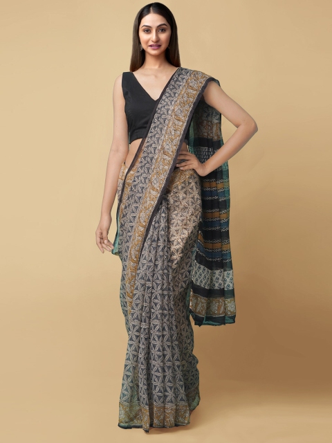 

Unnati Silks Blue & White Ethnic Motifs Kota Saree