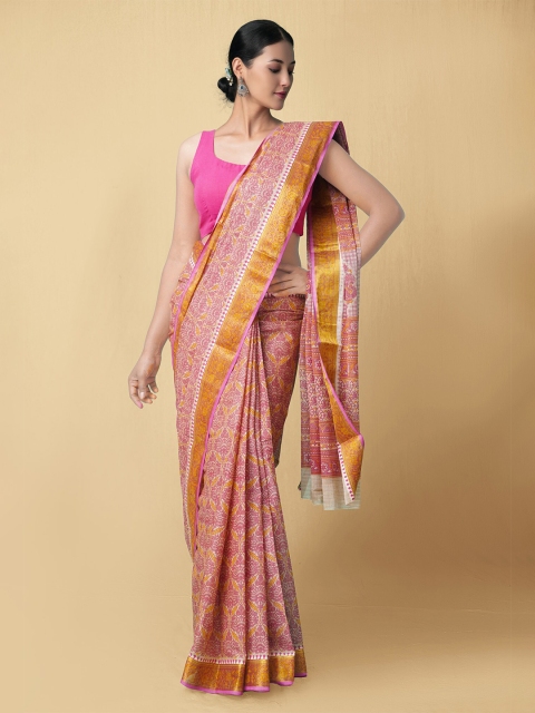 

Unnati Silks Beige & Pink Saree