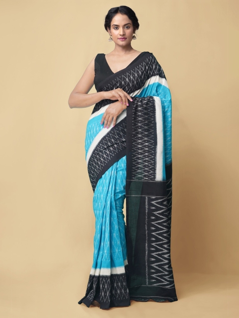 

Unnati Silks Blue & Black Woven Design Pochampally Saree