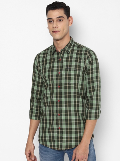 

Allen Solly Sport Men Olive Green Tartan Checks Checked Cotton Casual Shirt