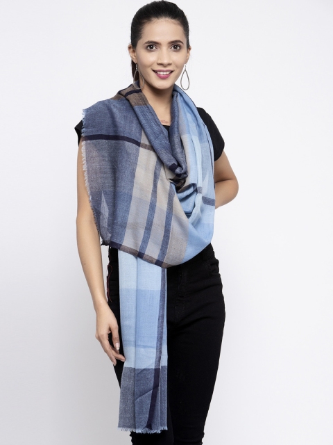 

Calvadoss Woman Blue & Grey Striped Woolen Muffler
