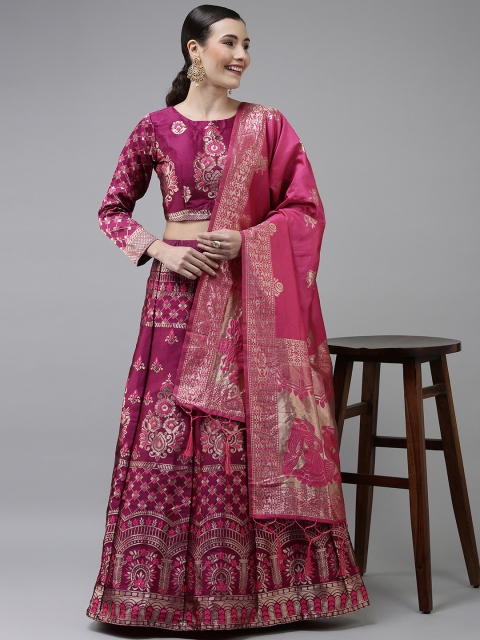 

DIVASTRI Pink Embroidered Banarasi Lehenga Choli with Dupatta