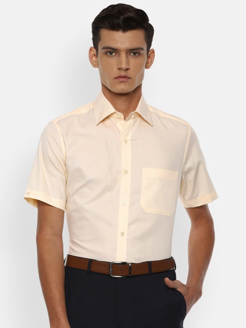 

Louis Philippe Men Yellow Opaque Textured Pure Cotton Formal Shirt