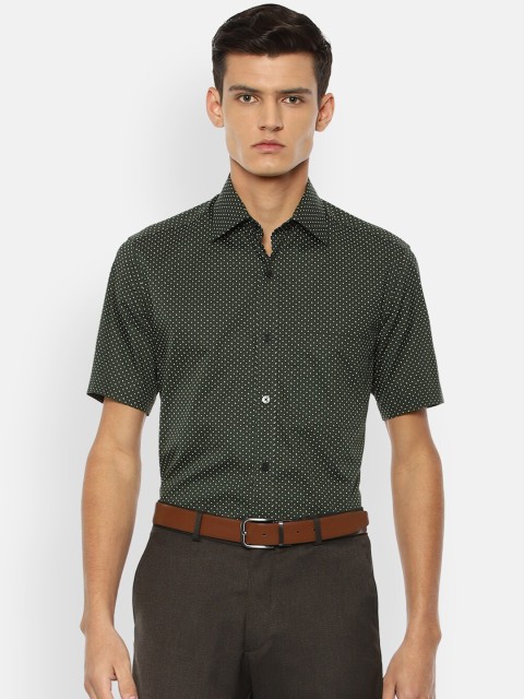 

Louis Philippe Men Olive Green Printed Formal Shirt
