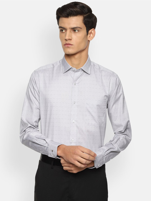 

Louis Philippe Gods & Kings Men Grey Slim Fit Opaque Printed Formal Shirt