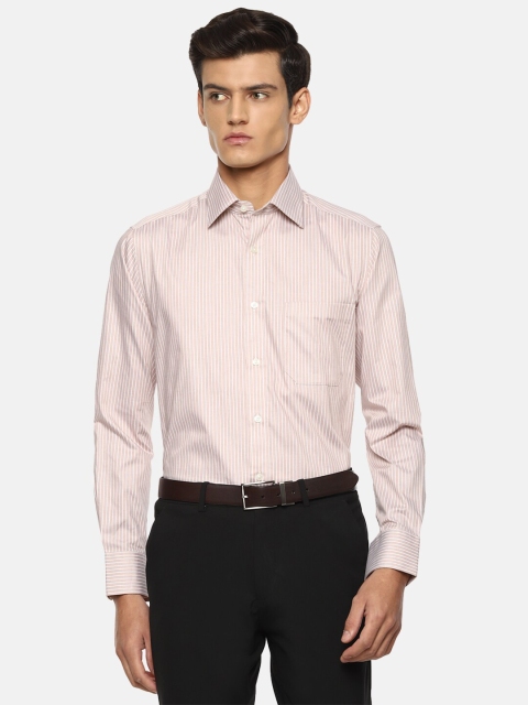 

Louis Philippe Men Beige Striped Formal Shirt