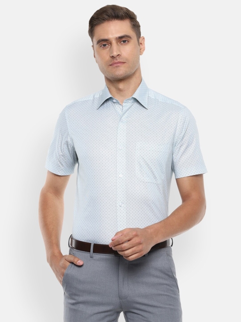 

Louis Philippe Men Blue Opaque Printed Formal Shirt