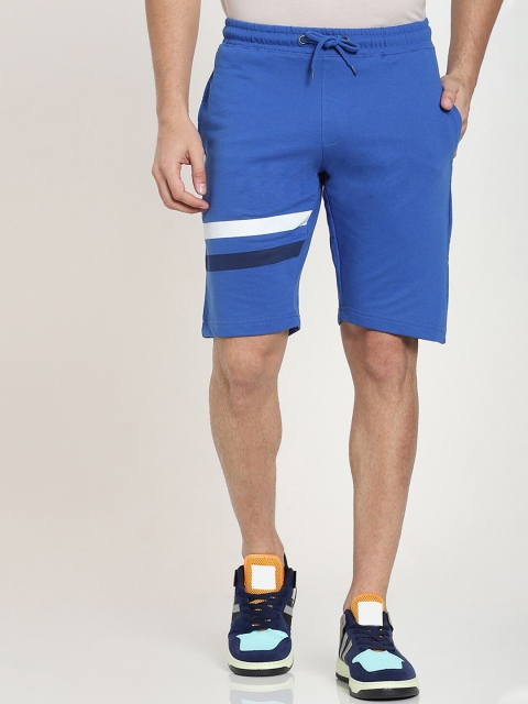 

Bewakoof Men Blue Striped Regular Shorts