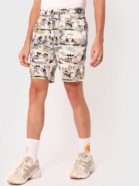 

Bewakoof Men White Printed Regular Shorts