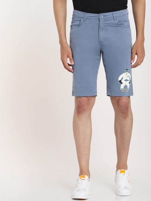 

Bewakoof Men Blue Regular Twill Shorts