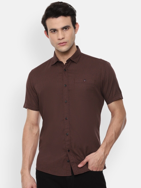 

Louis Philippe Jeans Men Brown Slim Fit Pure Cotton Casual Shirt