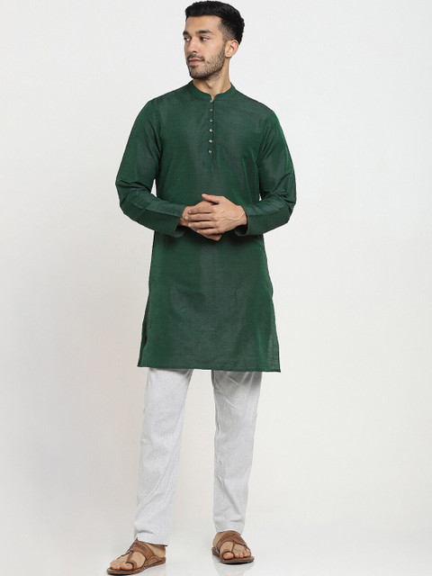 

Bewakoof Men Olive Green Solid Kurta