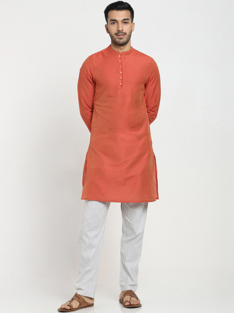 

Bewakoof Men Orange Solid Kurta