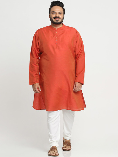 

Bewakoof Plus Men Orange Solid Kurta
