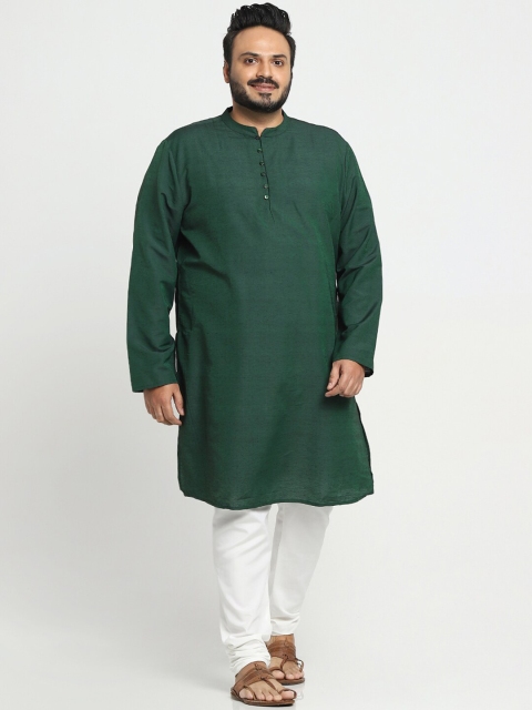 

Bewakoof Plus Men Green Thread Work Kurta