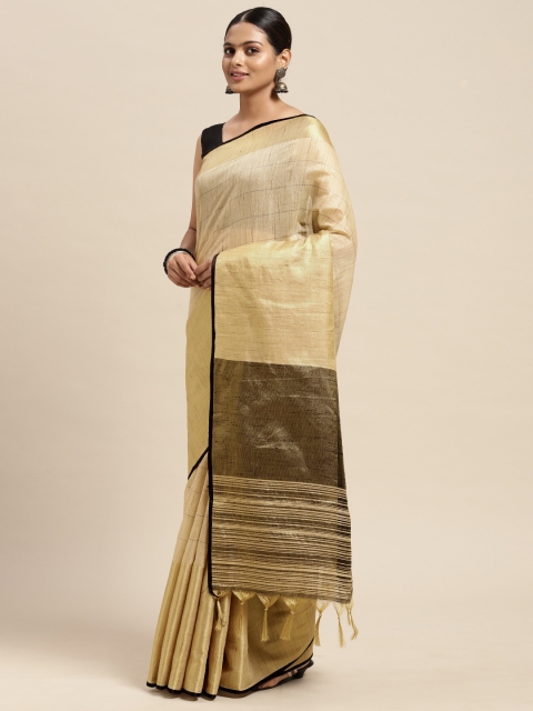 

Mitera Beige Art Silk Chanderi Saree