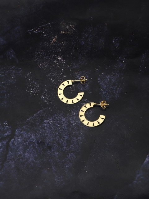 

VANBELLE 925 Sterling Silver Gold-Plated Crescent Shaped Half Hoop Earrings