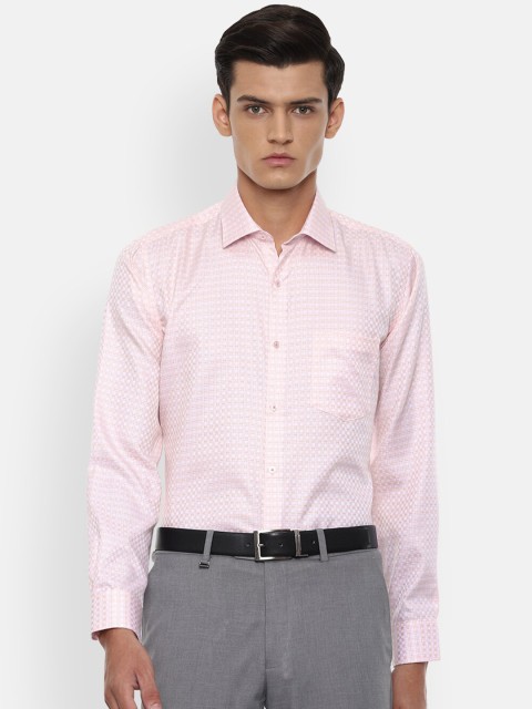 

Van Heusen Men Pink Opaque Checked Pure Cotton Formal Shirt