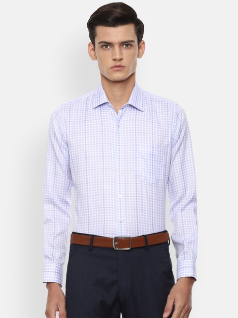 

Van Heusen Men Purple & White Slim Fit Opaque Checked Pure Cotton Formal Shirt