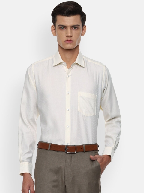 

Van Heusen Men Cream-Coloured Opaque Textured Pure Cotton Formal Shirt