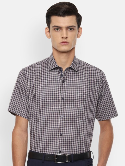 

Van Heusen Men Navy Blue Opaque Checked Formal Shirt