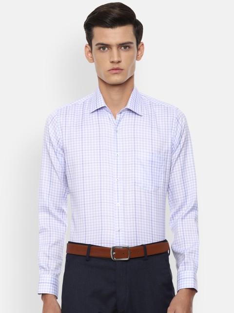 

Van Heusen Men Purple & White Slim Fit Opaque Checked Pure Cotton Formal Shirt