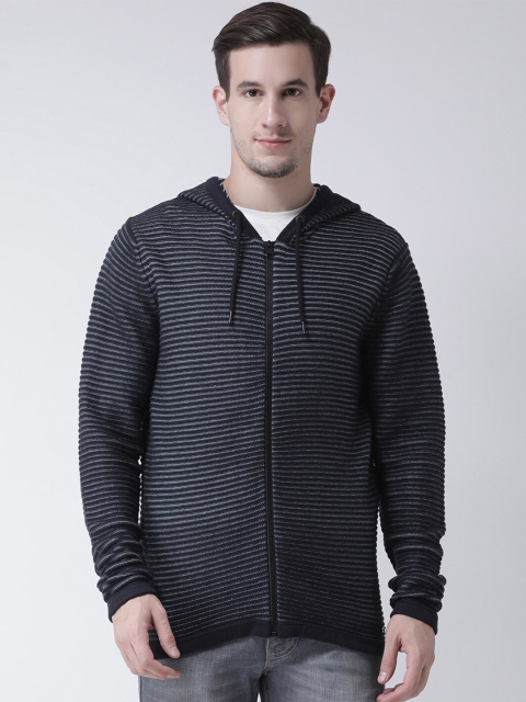 

Club York Men Navy Blue & White Striped Front-Open
