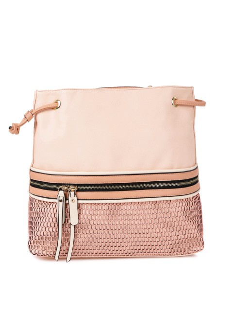 

DressBerry Peach Textured Backpack Cum Handbag
