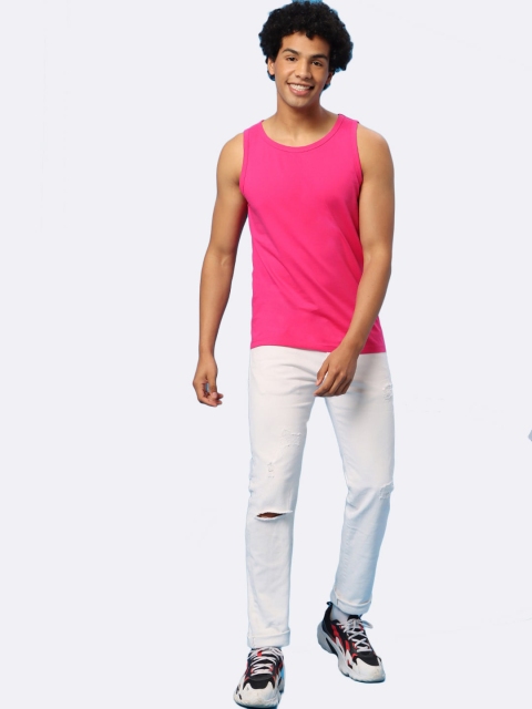 

Bewakoof Men Pink Solid Pure Cotton Innerwear Vest