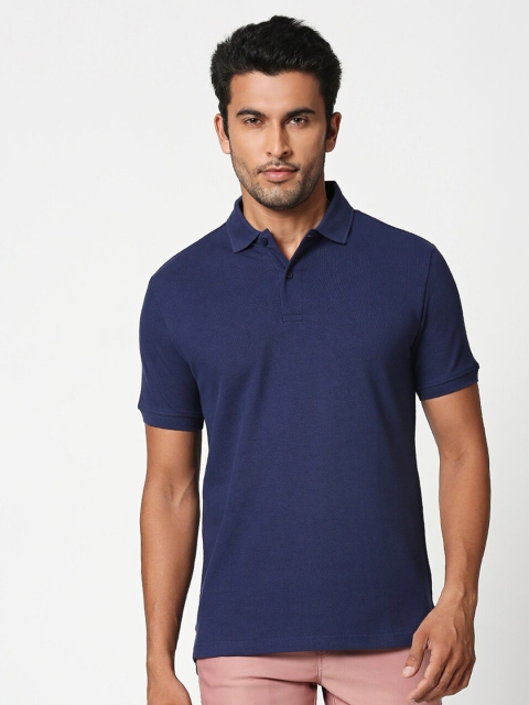 

Bewakoof Men Blue Polo Collar T-shirt