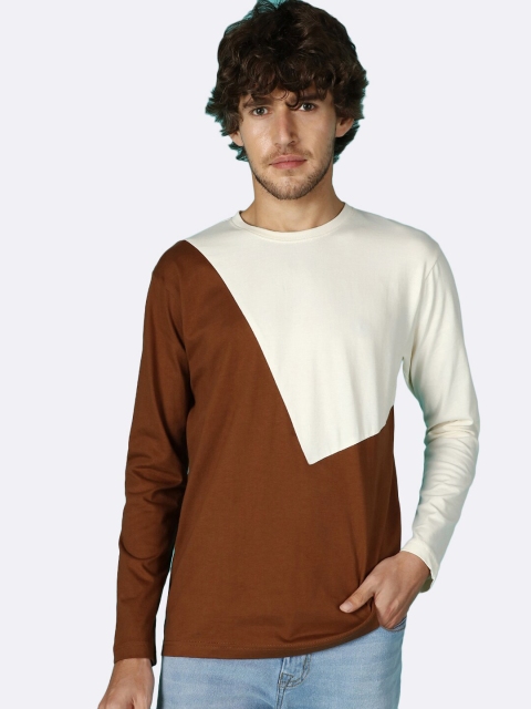 

Bewakoof Men Brown & Cream Colourblocked T-shirt