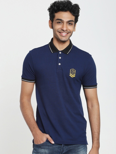 

Bewakoof Men Blue Polo Collar T-shirt