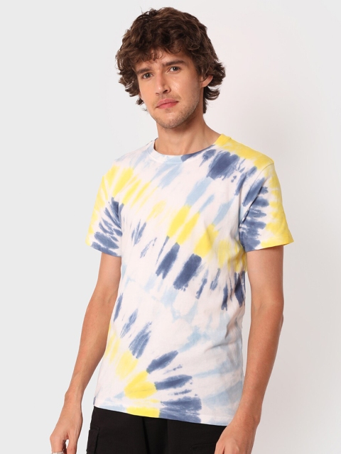 

Bewakoof Men White & Yellow Tie & Dye T-shirt