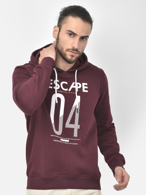 

COBB Men Burgundy Printed Hooded Sweatshirt